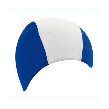 Afbeelding van Badmuts stretch PE/elastaan blauw/wit