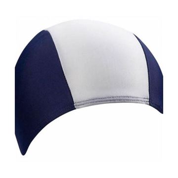 Afbeelding van Badmuts stretch PE/elastaan donkerblauw/wit