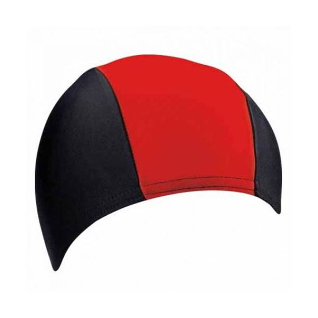 Afbeelding van Badmuts stretch PE/elastaan zwart/rood