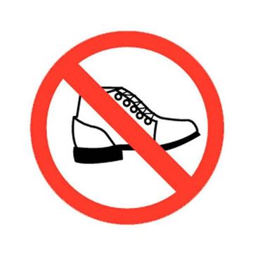 Afbeelding van Verboden voor schoenen, kunststofbordje 30cm 
