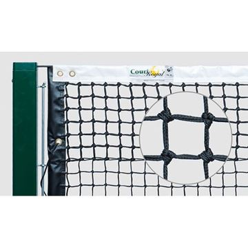 Afbeelding van Tennisnet dubbele topmaas handgeknoopt, rondom band