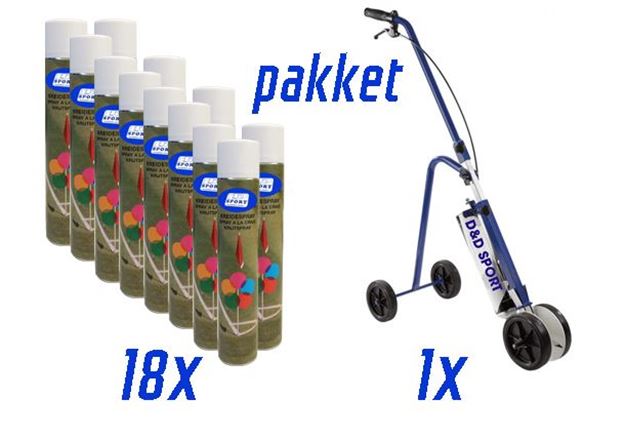 Afbeelding van Pakket: 18x Krijtspray 750ml + 1x belijningswagen