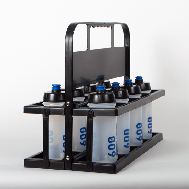 Afbeelding van Draagrek voor drinkbussen  (pvc) + 8 drinkbussen 60cl
