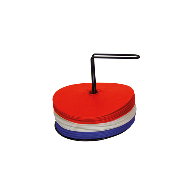 Afbeelding van Platte markeerschijven - set/24 (blauw/wit/rood)