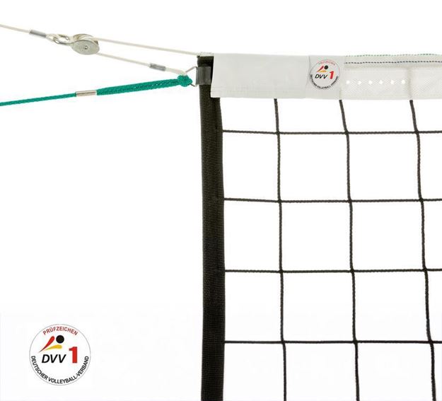 Afbeelding van Volleybalnet wedstrijdnet - 3mm, kevlar kabel , 6-punts netophanging met katrol