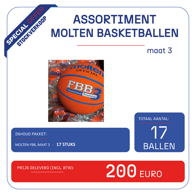 Afbeelding van Pakket Molten Basketbal FBB, maat 3