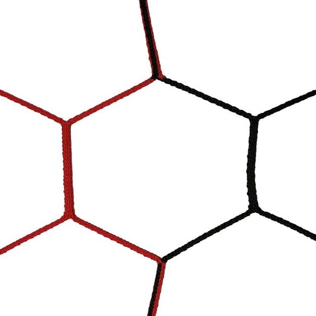 Afbeelding van Doelnetten 7,5x2,5x2x2m - hexagonaal - 4mm - rood/zwart