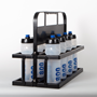 Afbeelding van Groot PVC draagrek + 8 hygienische 800ml drinkbussen