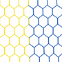Afbeelding van Doelnetten 7,5x2,5x2x2m - hexagonaal - 4mm - geel/blauw
