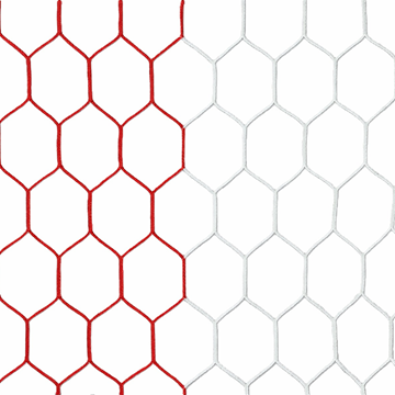Afbeelding van Junior doelnetten 5x2x0,8x2m - 4mm - hexagonaal - rood-wit